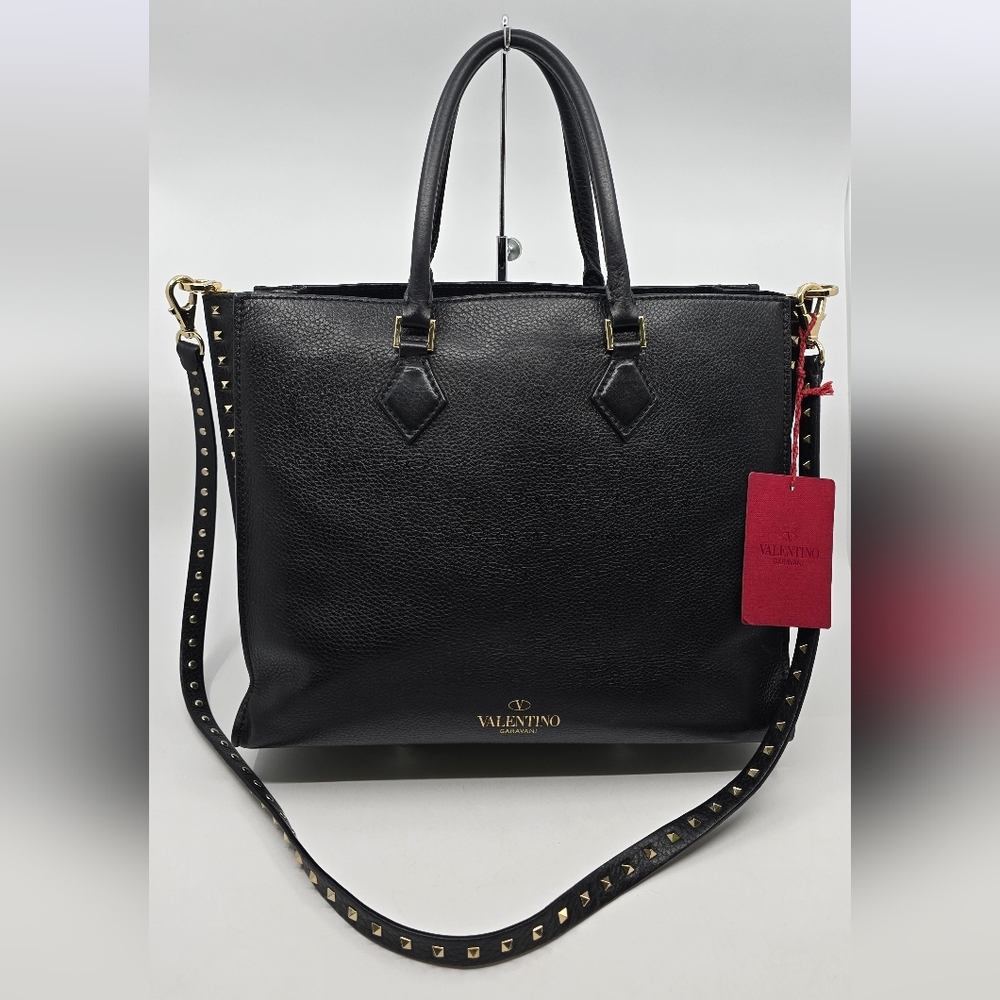 Valentino Garavani Rockstud Tote Bag Pebbled Leather